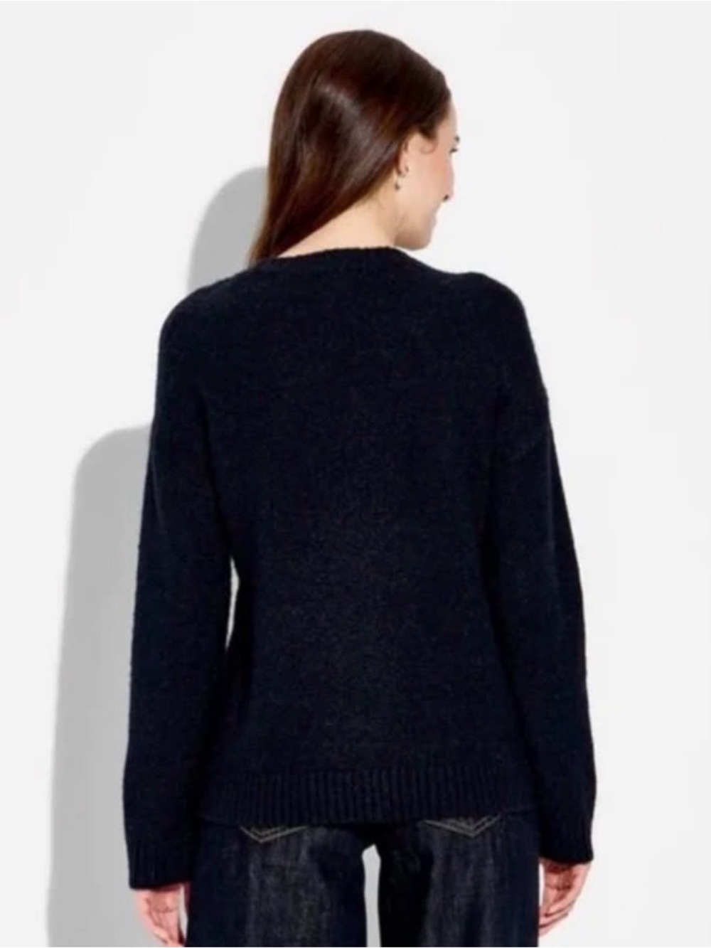 Navy Crewneck Sweater with Cream Dog Print - Picture 2 of 4